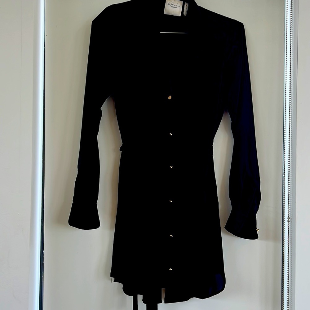 NWOT L'Academie Shirt Dress in Black - S. Buttons missing & darned (pic shown)